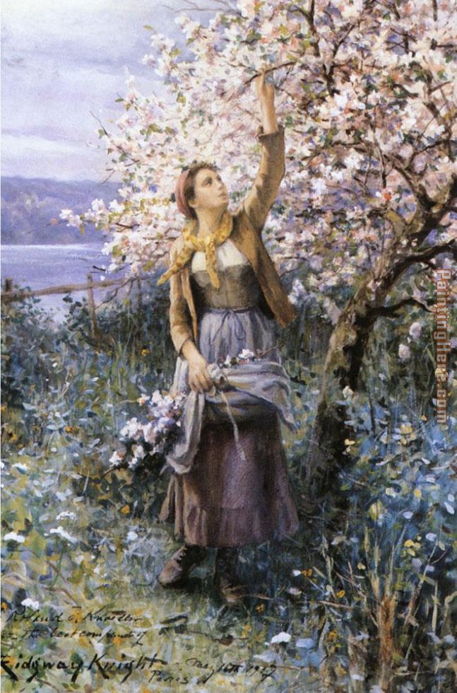 Gathering Apple Blossoms painting - Daniel Ridgway Knight Gathering Apple Blossoms art painting